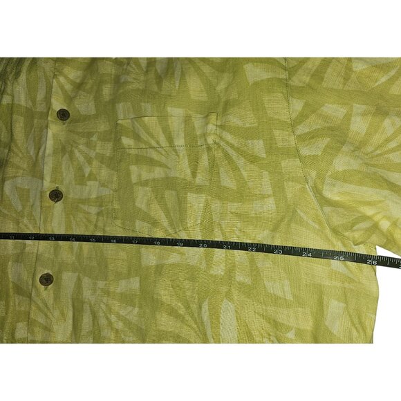 Tommy Bahama Mens XL Linen Hawaiian Shirt Green & Beige Short Sleeve Button-Up - Picture 10 of 11